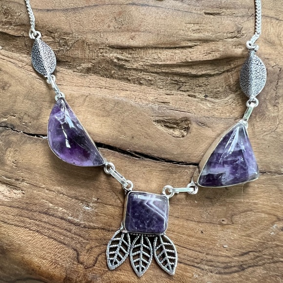 Banded amethyst Navajo style necklace - Picture 4 of 8